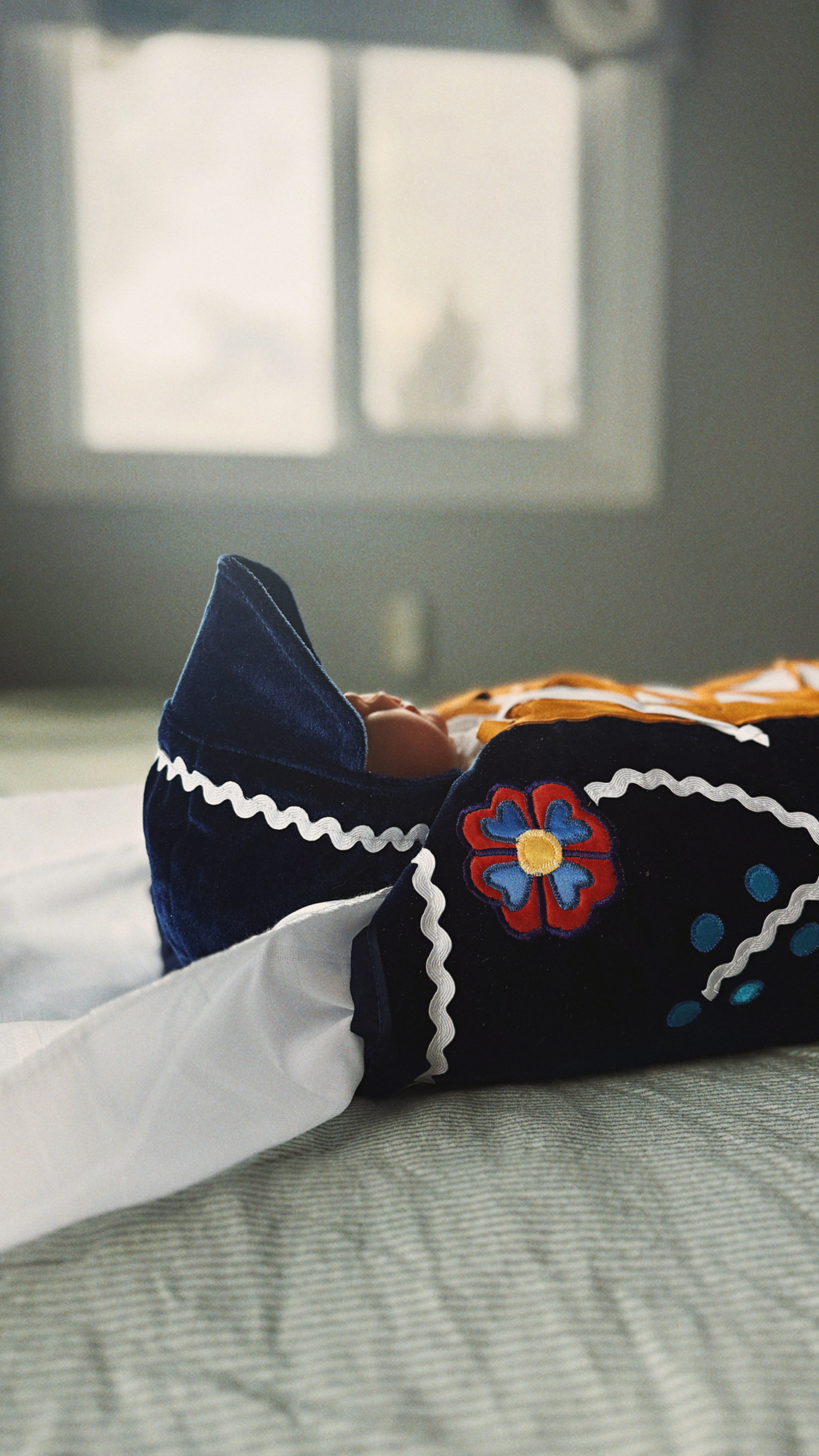 wâsipison Blue and Red Petal Moss Bag